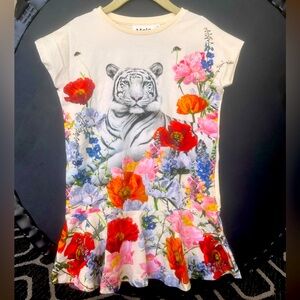Molo t shirt dress with tiger design (girls size 5-6)